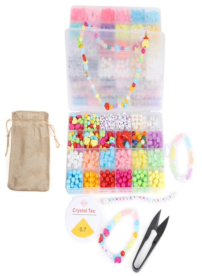 Ambitieux Children Jewelry Making Craft Bracelet Kits set for Kids - DIY 24 Compartment Box, 700+ Colorful Beads, Ear Hangings, Lobster Locks & Rings , 8 Pcs of Charms With Accessories - Birthday Gift for Girls 4 5 6 7 Years (All Colorfull) - Image 2